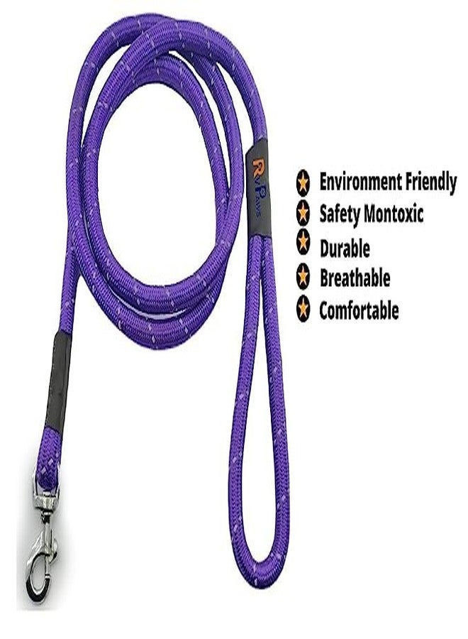 Pups&Pets حبل مقود متين من Pups&Pets، مصنوع من النايلون العاكس بقطر 12 مم، مزود بخطاف قوي، مثالي للمشي في الهواء الطلق للكلاب الصغيرة والمتوسطة الحجم والجراء (بنفسجي). - Image 5